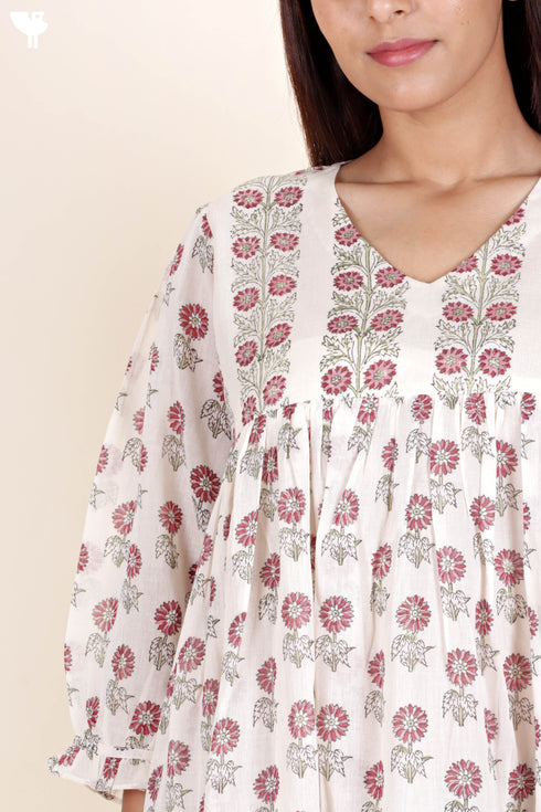 Mulmul Cotton Dress  In Block Print